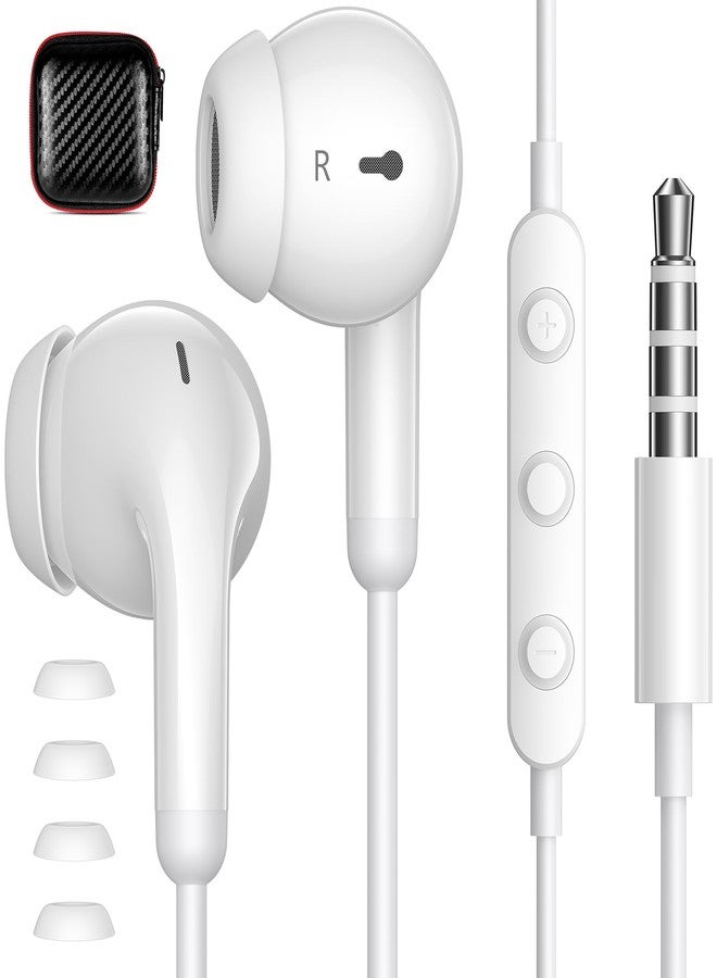 APETOO Wired Earbuds Light in-Ear Headphones for MacBook Pro Air/Laptop, Corded Earphones with 3.5mm Jack Microphone Volume Control Plug-in Ear Buds for iPhone/Samsung/Android/Switch/PC/Kid/School, White - Image 1