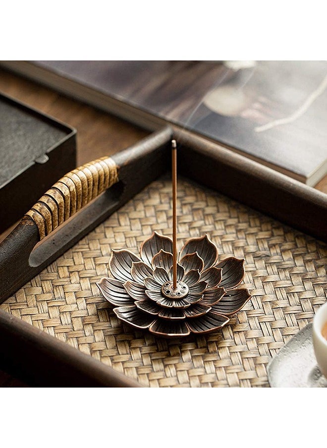 Bukela - Incense Burner Bowl, Ceramic Handicraft Incense Holder for Sticks, Coil Lotus Ash Catcher Tray 4.62 Inch Gray, Incense Burner Holder for Home Fragrance Accessories - Image 1