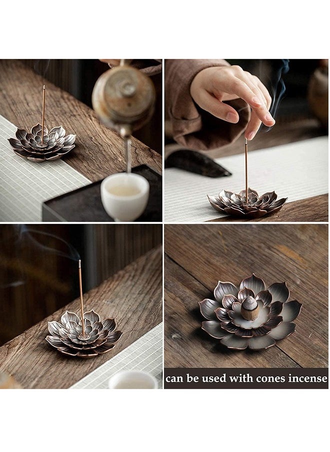 Bukela - Incense Burner Bowl, Ceramic Handicraft Incense Holder for Sticks, Coil Lotus Ash Catcher Tray 4.62 Inch Gray, Incense Burner Holder for Home Fragrance Accessories - Image 1