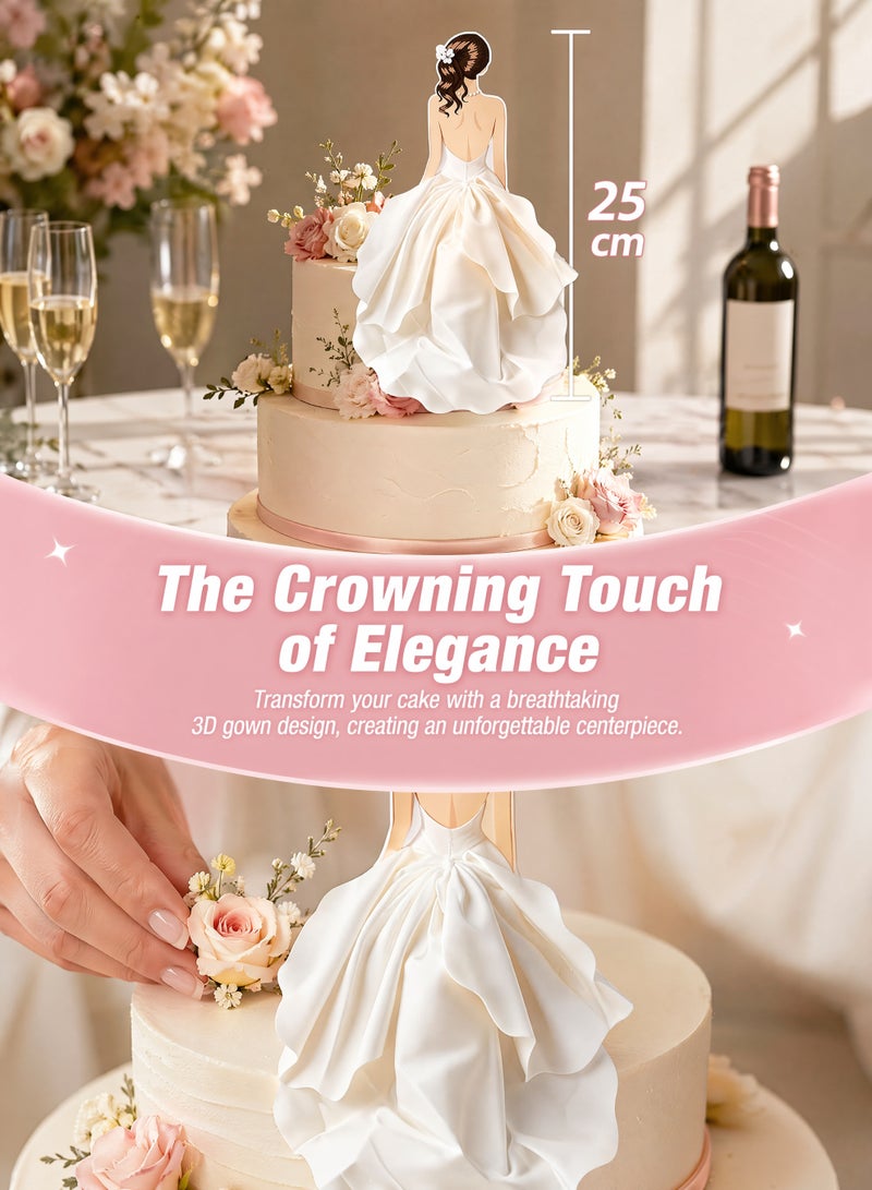 2Pcs Wedding Dress Design Decorative Cake Topper - Image 2