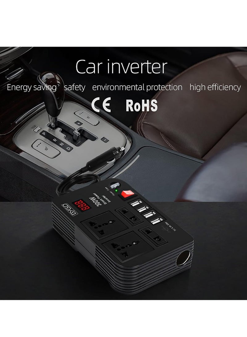 Generic 300W Car Inverter, 12V to 220V Power Converter with 4 USB Ports, Universal Socket, Notebook Charging, Car Cigarette Lighter Adapter  - Image 2