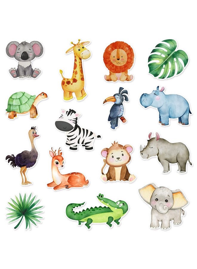 Teling 45 قطعة من قصاصات حيوانات الغابة لتزيين حفلات السفاري مع نقاط غراء وزخارف حفلات بطابع الغابة قصاصات ورقية لحفلات استقبال المولود وأعياد الميلاد ولوحة الإعلانات في الفصول الدراسية ومستلزمات الحفلات - Image 2