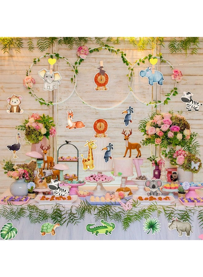 Teling 45 قطعة من قصاصات حيوانات الغابة لتزيين حفلات السفاري مع نقاط غراء وزخارف حفلات بطابع الغابة قصاصات ورقية لحفلات استقبال المولود وأعياد الميلاد ولوحة الإعلانات في الفصول الدراسية ومستلزمات الحفلات - Image 5