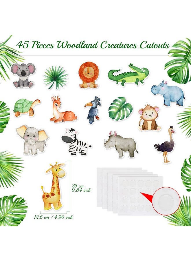 Teling 45 قطعة من قصاصات حيوانات الغابة لتزيين حفلات السفاري مع نقاط غراء وزخارف حفلات بطابع الغابة قصاصات ورقية لحفلات استقبال المولود وأعياد الميلاد ولوحة الإعلانات في الفصول الدراسية ومستلزمات الحفلات - Image 3