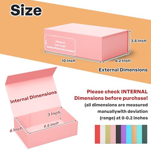 RYDDOY 5 Pack Pink Gift Box, 9.5x6x3'' Gift boxes for Presents with Lids Magnetic Closure Rectangle Collapsible for Bridesmaid Proposal Box, Wedding, Christmas, Halloween, Birthday Gift Packging - Image 2