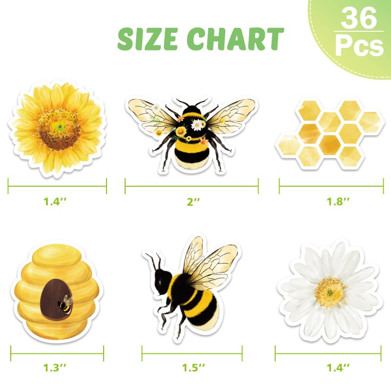 WERNNSAI Bee Party Cupcake Topper - 36 PCS Bumble Bee Party Decorations for Kids Girls Birthday Baby Shower Honey Bee Themed Party Supplies Cake Decor - Image 5