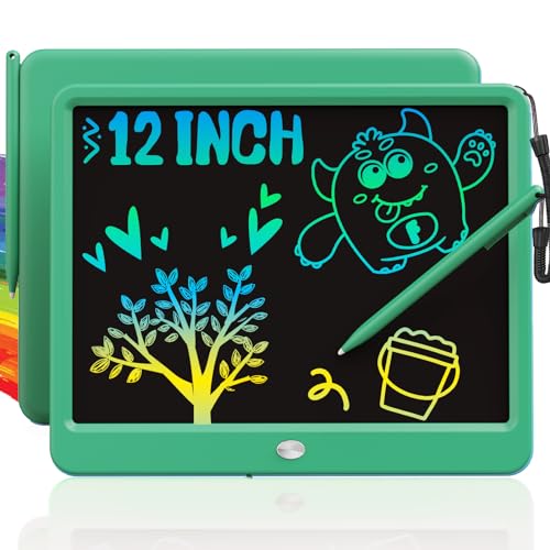 TEKFUN LCD Writing Tablet for Kids Boys Toys 12 Inch Erasable Doodle Board Colorful Drawing Pad Board Games Outdoor Travel Toys Gifts for Toddlers Boys Adults DarkGreen - Image 1