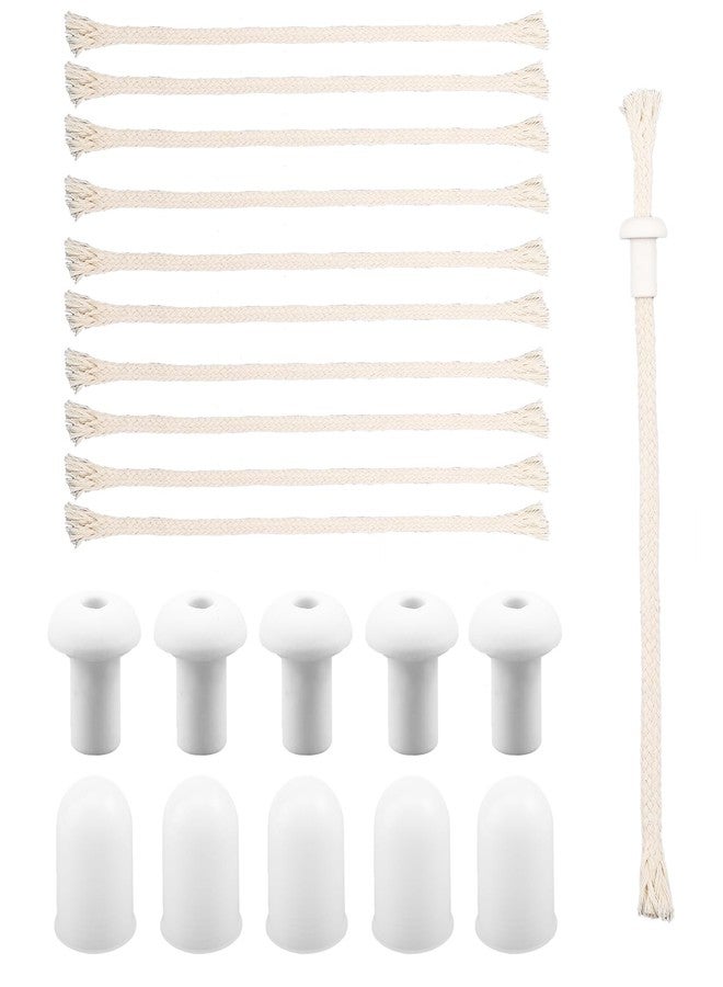 CHGCRAFT 10 Sets Lap Alcohol Burner Lamp Kit Including Plastic Lamp Caps Cotton Cord Wicks Porcelain Wick Holders for Replacement Ceramic Holders Torch Wine Bottle Oil Candle Lamp - Image 1