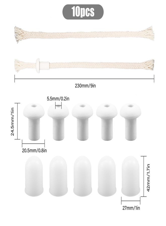 CHGCRAFT 10 Sets Lap Alcohol Burner Lamp Kit Including Plastic Lamp Caps Cotton Cord Wicks Porcelain Wick Holders for Replacement Ceramic Holders Torch Wine Bottle Oil Candle Lamp - Image 2