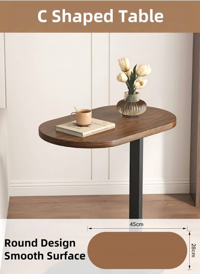 Lesha C Shaped End Table, Side Table for Couch and Bed, Small Side Table, TV Tray Table for Small Spaces, Living Room, Bedroom, Rustic Snack Table - Image 2
