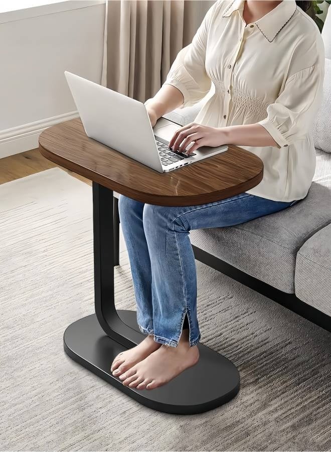 Lesha C Shaped End Table, Side Table for Couch and Bed, Small Side Table, TV Tray Table for Small Spaces, Living Room, Bedroom, Rustic Snack Table - Image 5