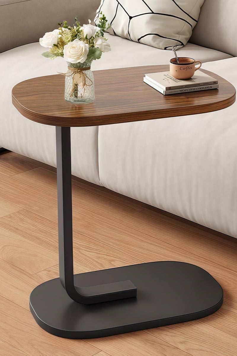 Lesha C Shaped End Table, Side Table for Couch and Bed, Small Side Table, TV Tray Table for Small Spaces, Living Room, Bedroom, Rustic Snack Table - Image 1