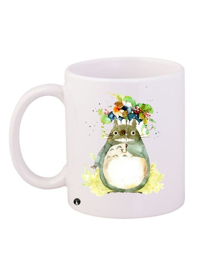RYN Cartoon Printed Coffee Mug White/Green/Yellow 11ounce