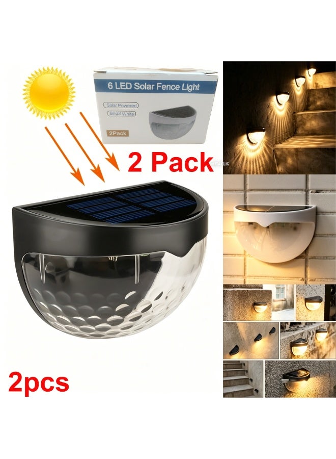 Solar Step Light Fence Semicircular Outdoor Waterproof LED Wall Light Half Moon Garden Balcony Stair Lights Auto On/Off Solar Powered lamp Pathway Fence Light - Image 1