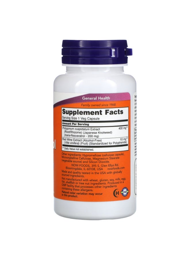now Resveratrol, 200 mg, 60 Veg Capsules - Image 2