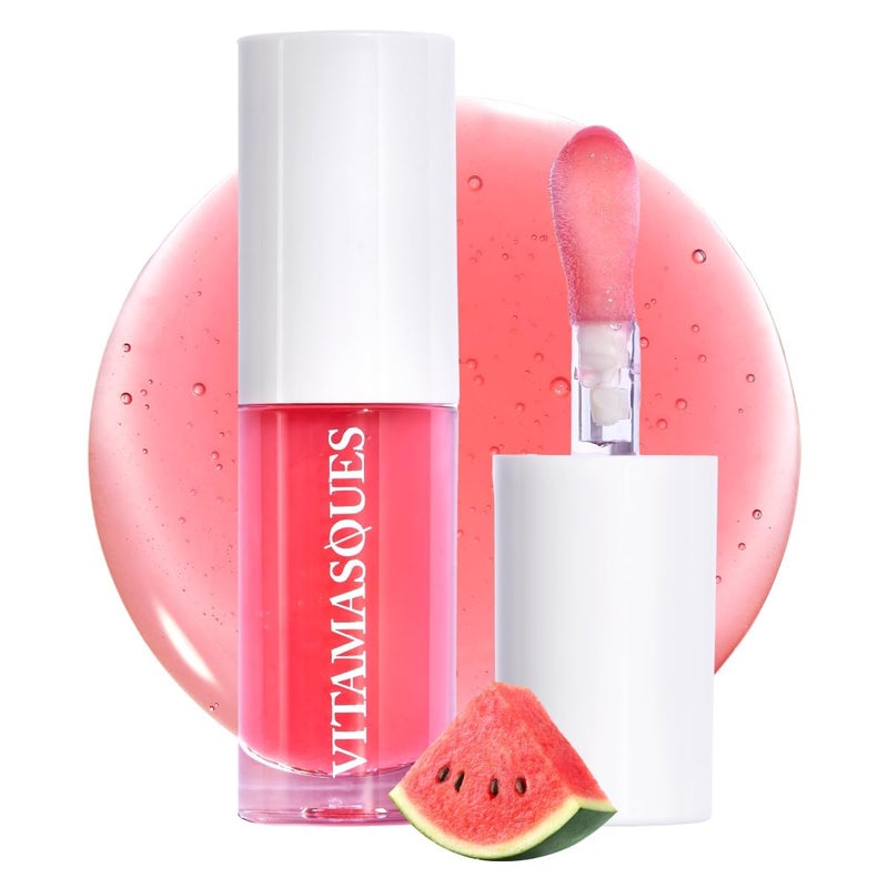 Vitamasques Korean Lip Oil Stain - Watermelon, Plump & Hydrate, Korean Lip Gloss, Lip Gloss plumper, Lip Oil For Women, Non-Sticky Lip Glow Oil Moisturizing - 0.17 Fl Oz - Image 1