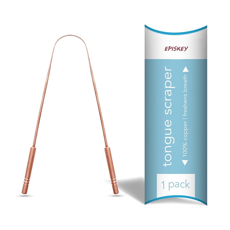 EPISKEY Ayurveda Copper Tongue Scraper Cleaner | Perfect Surgical Tongue Scraper | Best Remedy for Bad Breath | Maintains Oral Hygiene | Thick Safe Blunt Edges | Flexible Handle and Comfortable Grip - Image 1