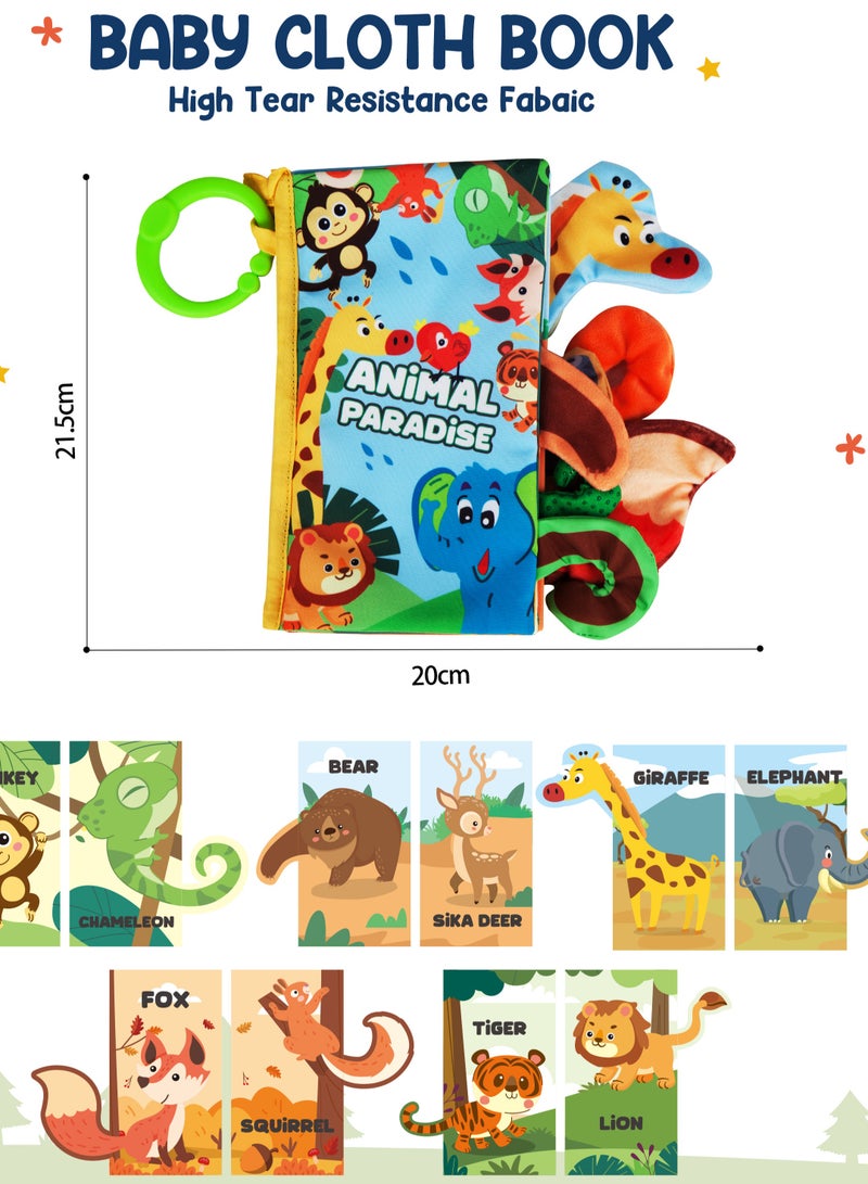 Animal World Nontoxic Fabric Soft Baby Cloth Books Early Education Toys Activity Crinkle Cloth Book for Toddler,Anti-fall and anti-bite， Infants and Kids Perfect for Baby Gift 0-12M - Image 1