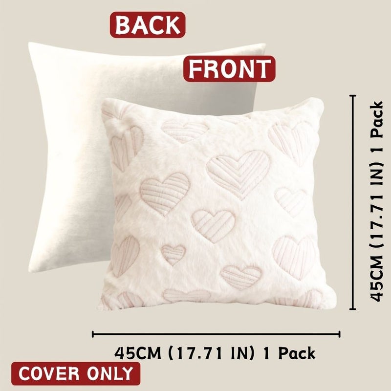 Single Piece 17.7 x 17.7 Inch Abstract Geometric Line Heart Embroidered Pillow Cover Minimalist Pink Romantic Cushion Cover Valentine Anniversary Couple Gift Love Themed Pillowcase for Bedroom Sofa - Image 4