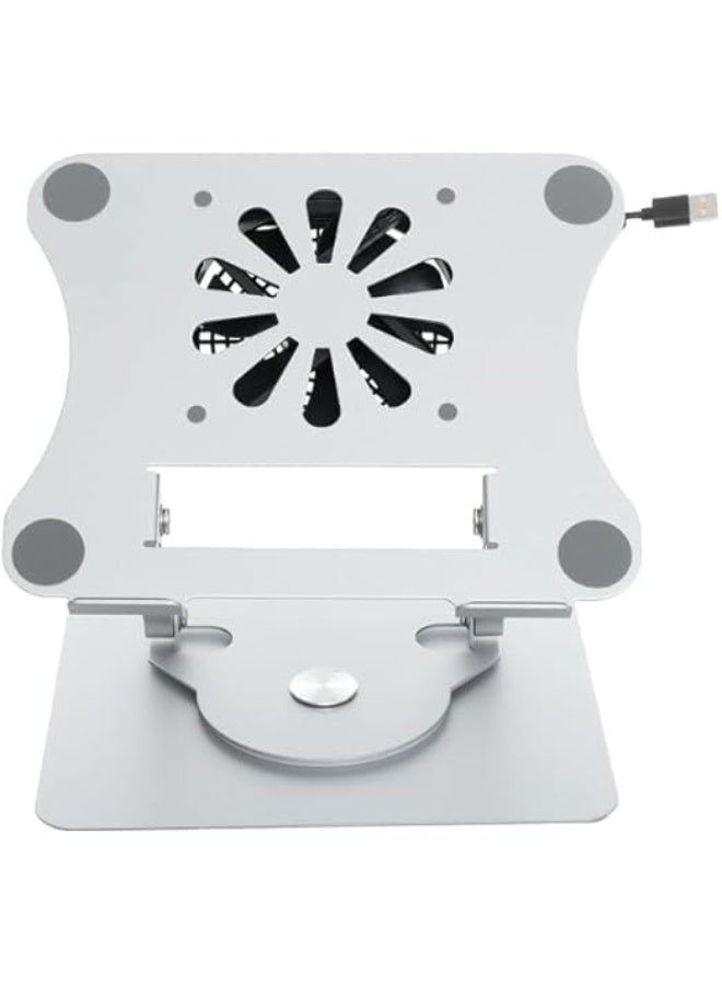 Foldable Metal Laptop Stand V6.1 with Large Turbo Cooling System and Air Cooling for Effective Heat Dissipation, Free Lifting, and 360° Rotation; Compatible with Many Laptops - Silver (Silver) - Image 2