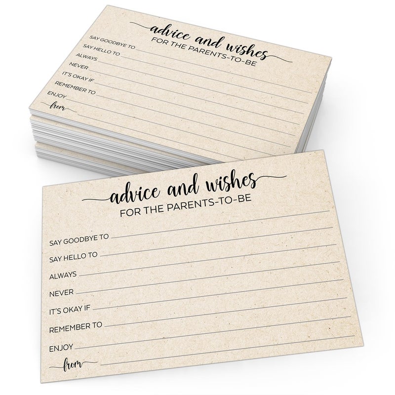 321Done Advice and Wishes for The Parents-to-Be Cards, Made in USA - 4x6 Tan, Fun Baby Shower Game Ideas, Gender Reveal Party Keepsake - Set of 50 - Image 1