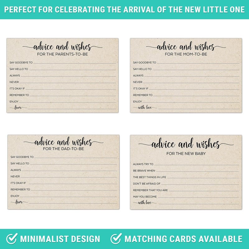 321Done Advice and Wishes for The Parents-to-Be Cards, Made in USA - 4x6 Tan, Fun Baby Shower Game Ideas, Gender Reveal Party Keepsake - Set of 50 - Image 5