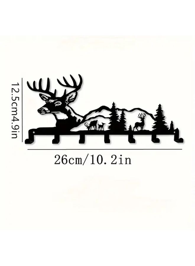 Black Metal Deer Key Holder Wall Mounted Organizer Rustic Modern Farmhouse Entryway Storage - Image 3
