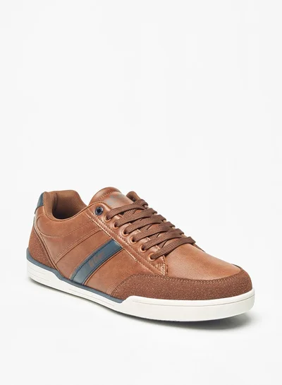 Lee Cooper Men's Logo Detail Sneakers with Lace-Up Closure