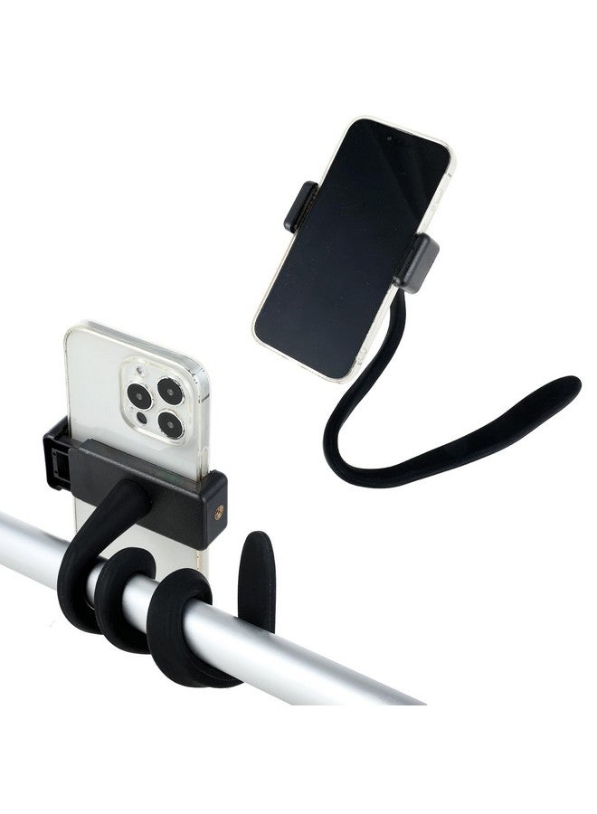 Apausvcm Stroller Phone Holder, Portable Flexible Cell Phone Holder Stand with Non-skidding Arm Grip Soft Alloy Phone Clamp Stroller Accessories for Baby Buggy Desk Handlebar Treadmill Pushchair - Image 1
