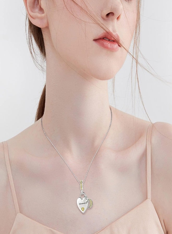 QeenseKc Nov Birthstone Heart Charm Moon and Star Pendant Bead Compatible with Pandora Bracelet Women - Image 4