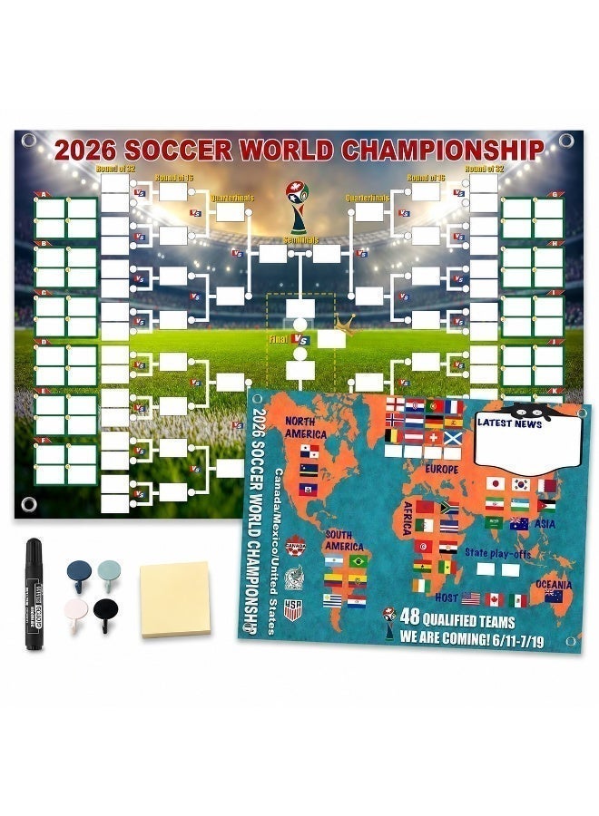 Proxima Direct World Cup 2026 Wall Chart - UAE Time Zone, 1PCS 60x42cm Paper Poster with Pen & 3m Round Foam Double-Sided Tape - Image 1