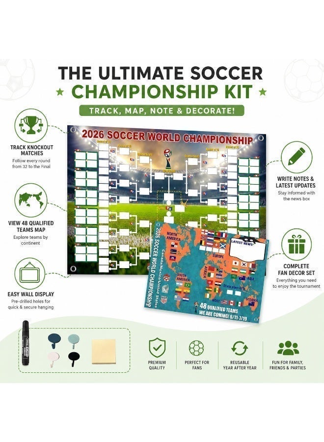 Proxima Direct World Cup 2026 Wall Chart - UAE Time Zone, 1PCS 60x42cm Paper Poster with Pen & 3m Round Foam Double-Sided Tape - Image 3