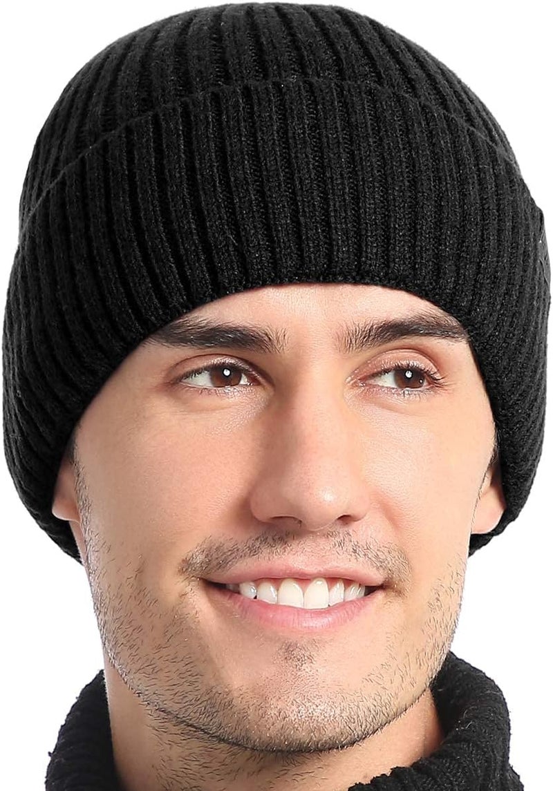 Vgogfly Lined Men Beanie Slouchy Knit Skull Cap Warm Stocking Hats Guys Women Striped Winter Beanie Hat - Image 2