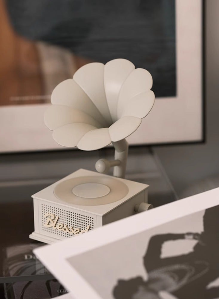 Retro Phonograph Bluetooth Speaker, Creative High-end Speaker, Moonlight White - Image 2