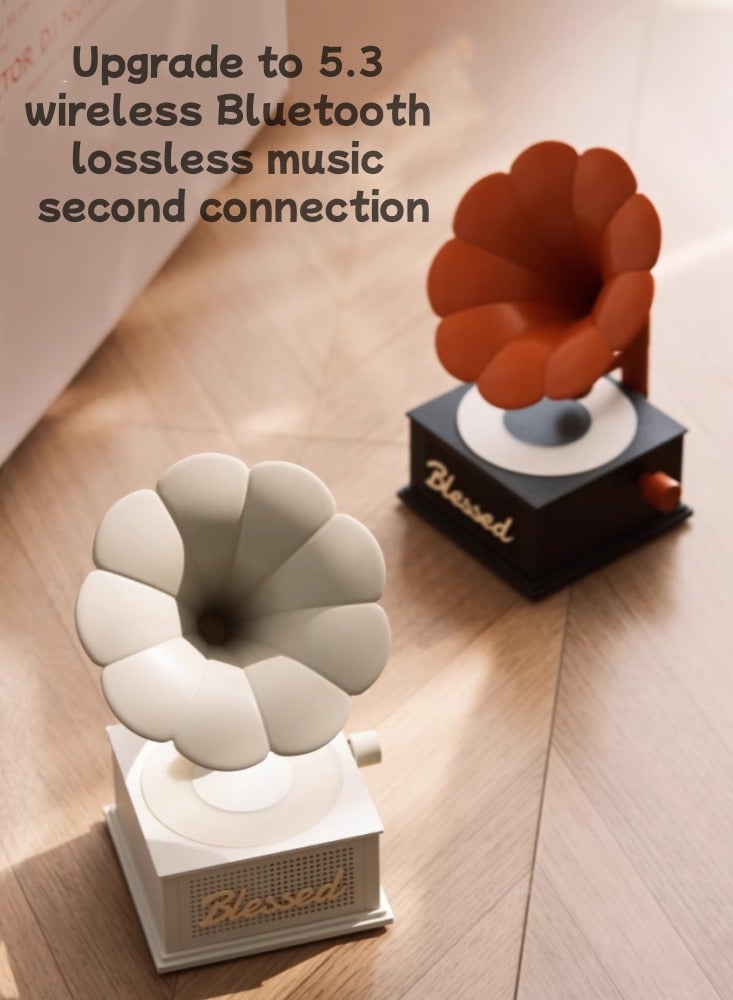 Retro Phonograph Bluetooth Speaker, Creative High-end Speaker, Moonlight White - Image 4