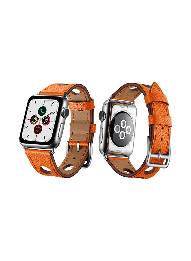 Perfii Retro Holes Replacement Band For Apple Watch Series 5/4/3/2/1 Orange