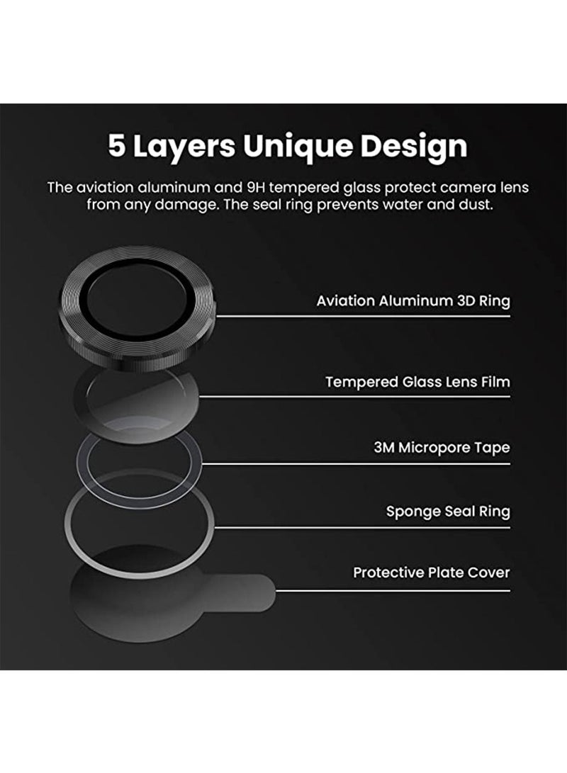 Xiaomi POCO X5 Pro Camera Lens Protector Cover Case 9H Tempered Glass Metal Individual Ring Cover, HD Clear, 2-Pack - Image 2