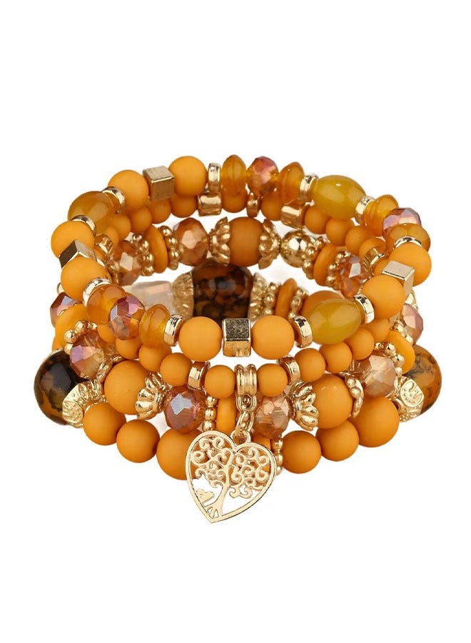 Zeemey Glamorous Yellow Beaded Stretch Bangle - Adjustable Fit for Womens Special Occasions - Dazzling Accessories for Holiday, Birthday, Prom & More - Image 1