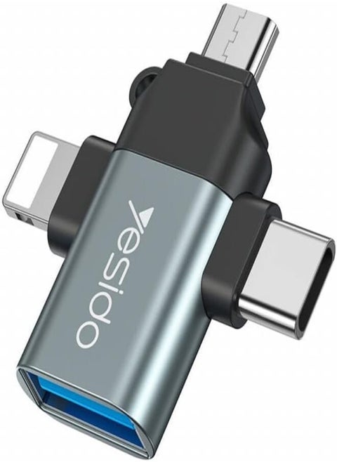 Yesido GS15 3 in 1 USB To Micro + Lightning + Type-C OTG Converter | HighEnd