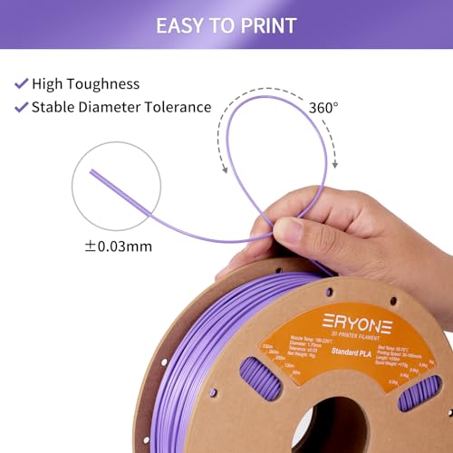 ERYONE PLA Filament 3D Printer PLA Filament 1.75mm +/- 0.03mm, PLA Filament 1KG Cardboard Spool(2.2LBS), Lavender - Image 5
