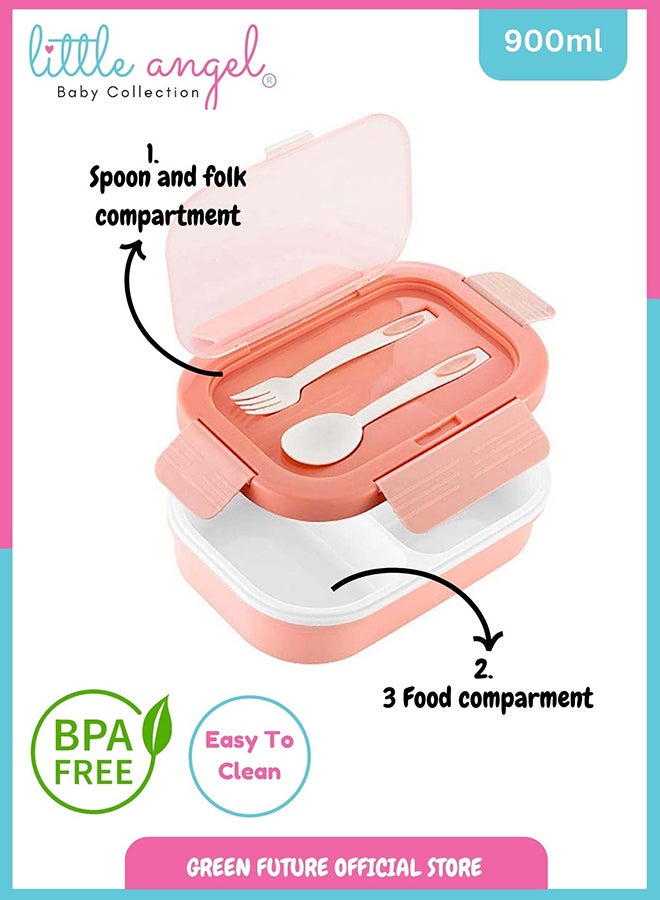 Little Angel Kids Lunch Box Set with Spoon & Fork – Leakproof Food Storage, BPA-Free, Perfect for School & Travel - Image 2