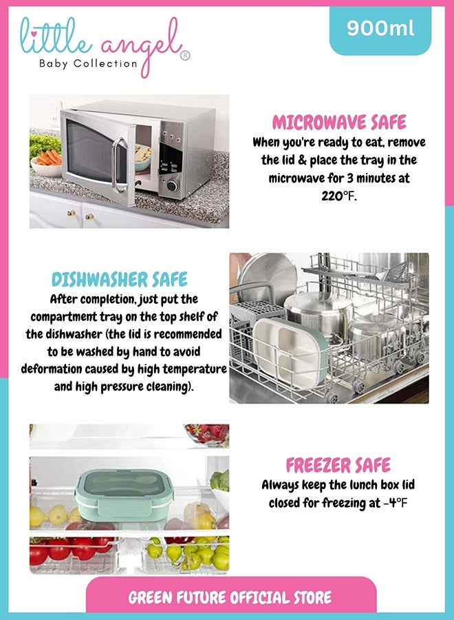 Little Angel Kids Lunch Box Set with Spoon & Fork – Leakproof Food Storage, BPA-Free, Perfect for School & Travel - Image 3