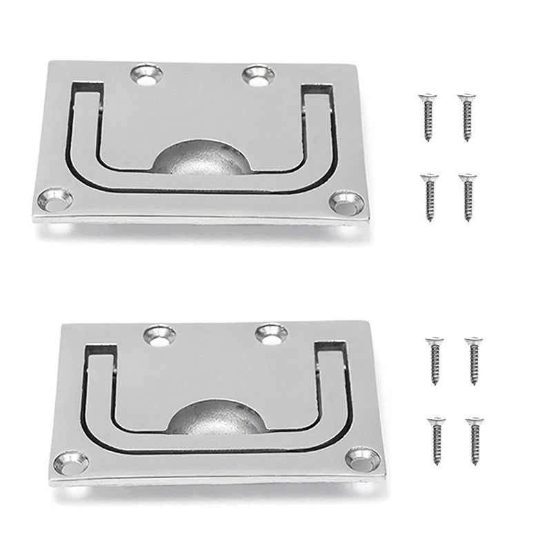 ISURE MARINE ISURE MARINE 2pcs Marine Stainless Steel Flush Fitting Lifting Pull. Hatch Lift Ring Handle with Screws  - Image 1