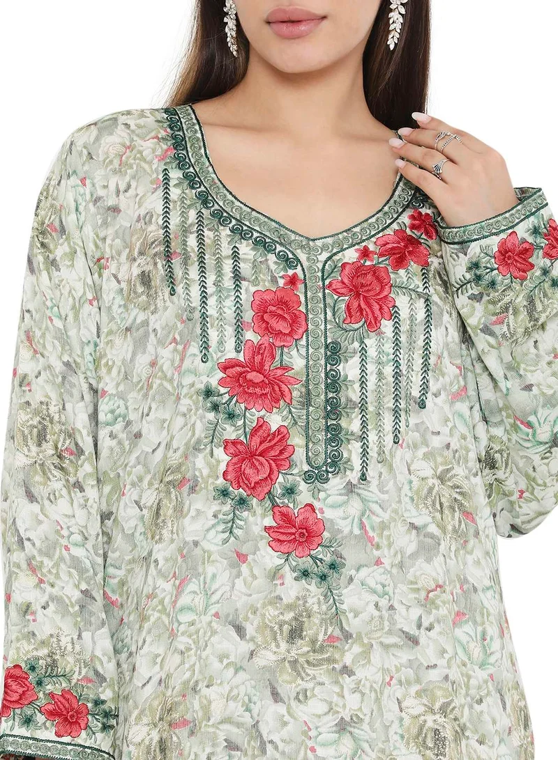 هانا آند سارا HIGH QUALITY VISCOSE JALBIYA WITH MULTICOLOR THICK THREAD EMBROIDERY ARABIC KAFTAN JALABIYA DRESS