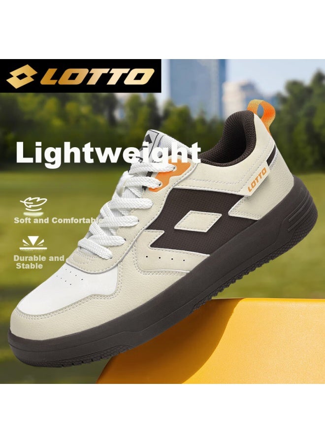 Lotto Men's Casual Shoes Spring Leather Sports Sneakers White Versatile Shoes J8799 Light Oatmeal Size 42 - Image 1