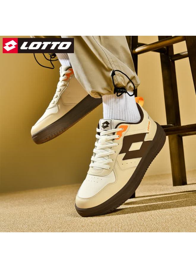 Lotto Men's Casual Shoes Spring Leather Sports Sneakers White Versatile Shoes J8799 Light Oatmeal Size 42 - Image 3