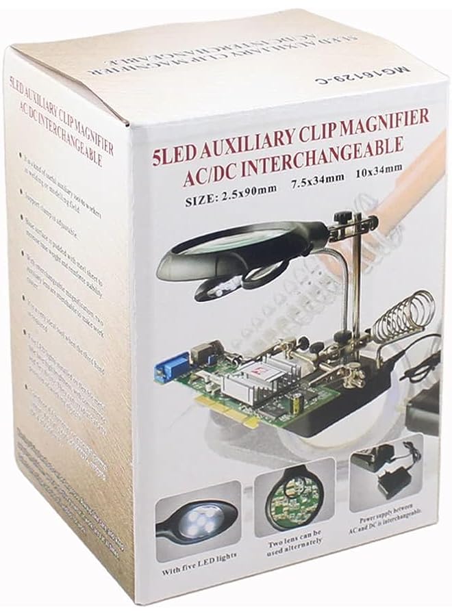 erorex Led Light Helping Hands Magnifier Station Magnifying Glass Soldering With Clamp And Alligator Clips Desktop Magnifer Stand For Craft Carving Jewelry - Image 2