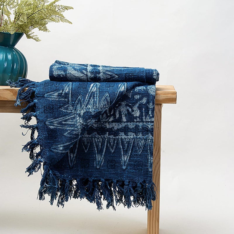 DMAASA Cotton Indigo Printed Throw Blanket 50x70 Inches Soft Lightweight Decorative Blanket for Couch Bed and Living Room Cozy Stylish Home Decor Bird - Image 3