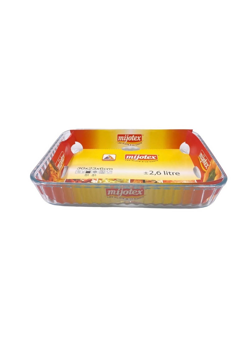 MIJOTEX Rectangular Glass Oven Tray Clear 2.6L