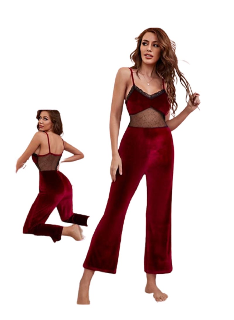 Ward - Women’s Pajama Jumpsuit Sleeveless with Open Back & Tulle Detail - Image 1